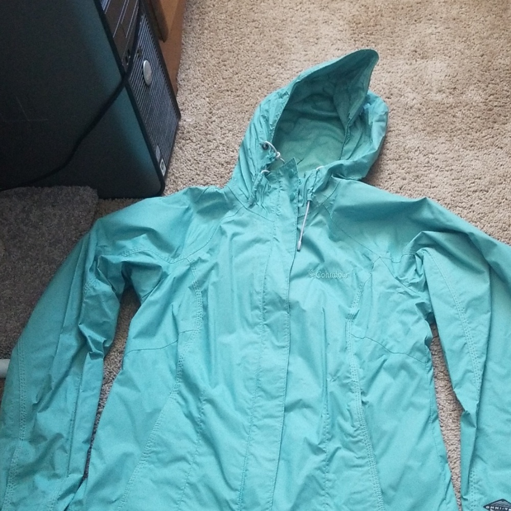 Columbia teal rain jacket